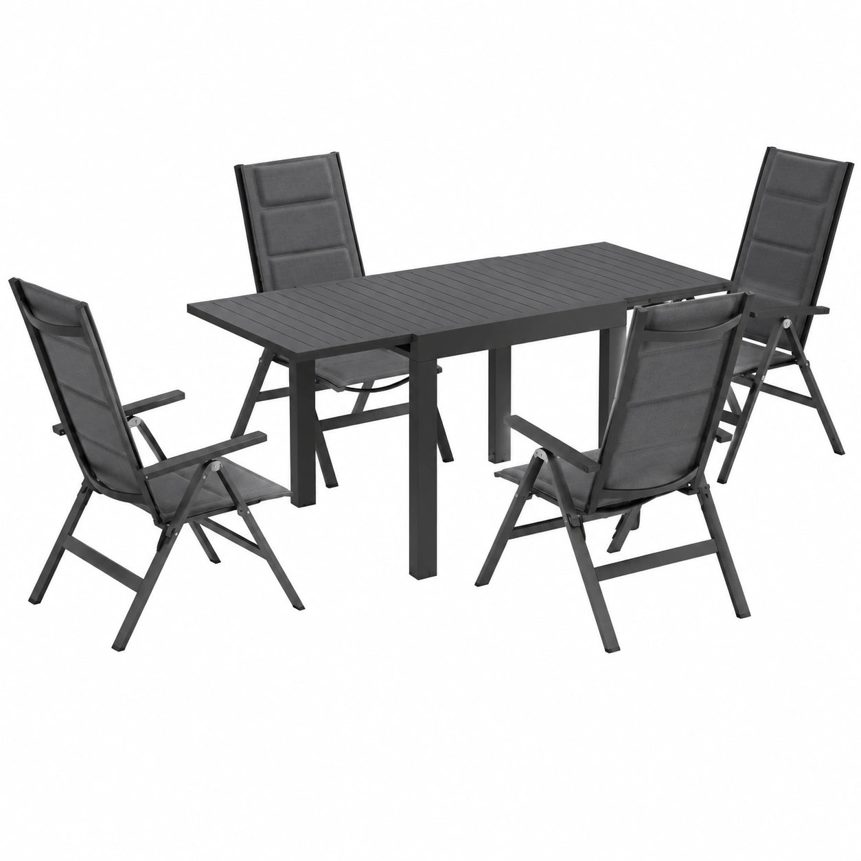 Gartenmöbel – 160 cm, ausziehbar, Dunkelgrau, für Balkon