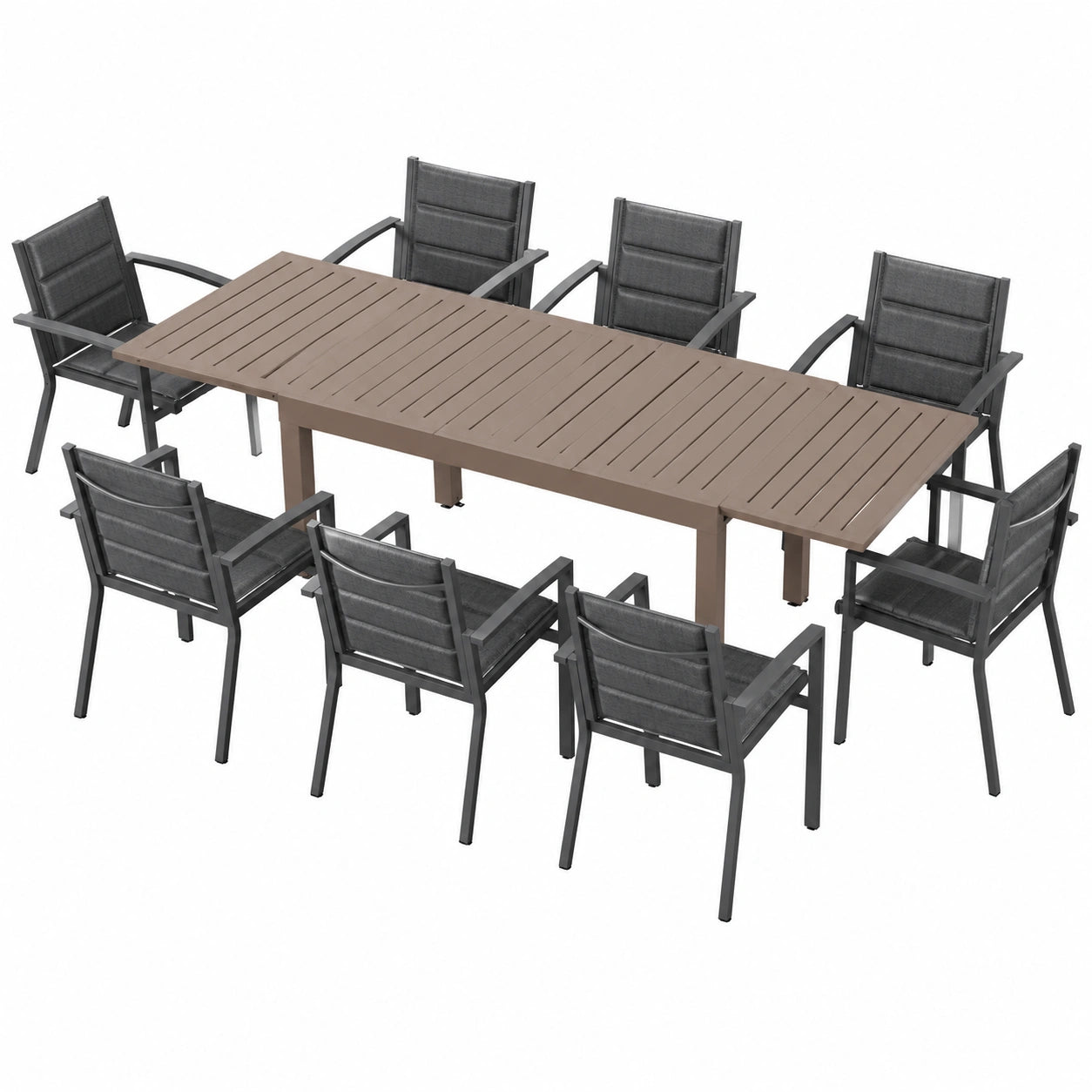 Gartenmöbel – 260 cm, stapelbar, aus Aluminium, Braun, für Balkon