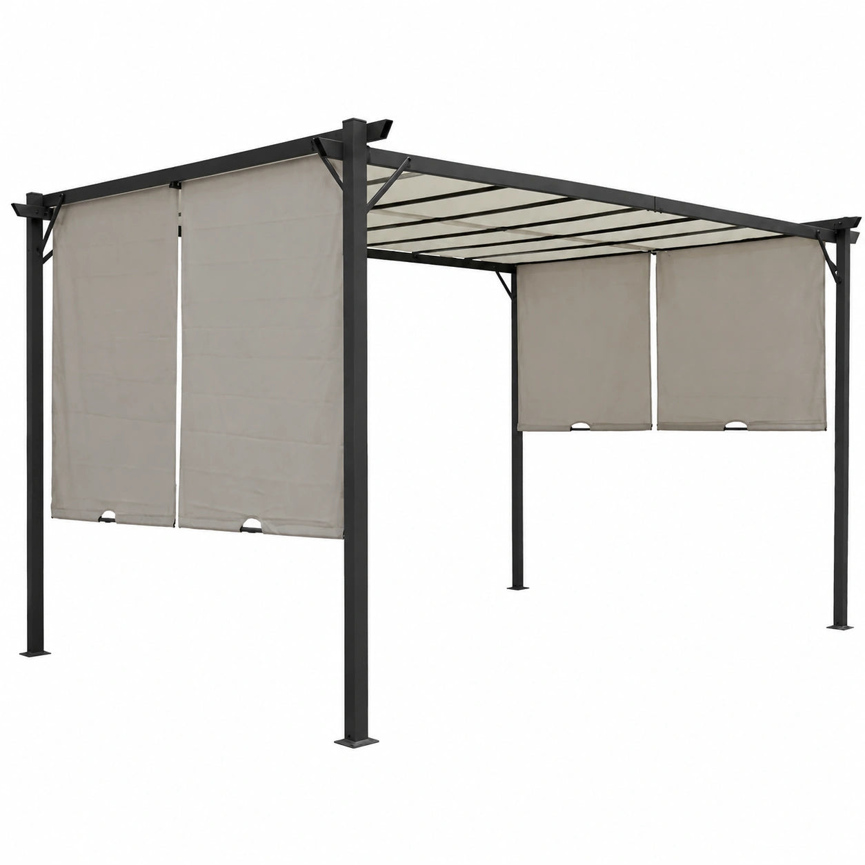 Pergola – freistehend, wasserdicht, aus Stahl, Grau, für Garten und Terrasse