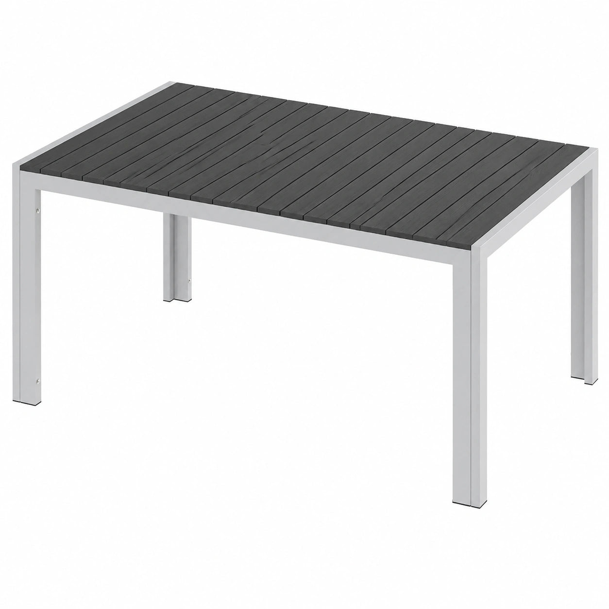 Gartentisch – für 6 Personen, 140 × 90 × 75 cm, rechteckige Form, aus Aluminium, Grau und Schwarz, für Garten, Terrasse und Balkon