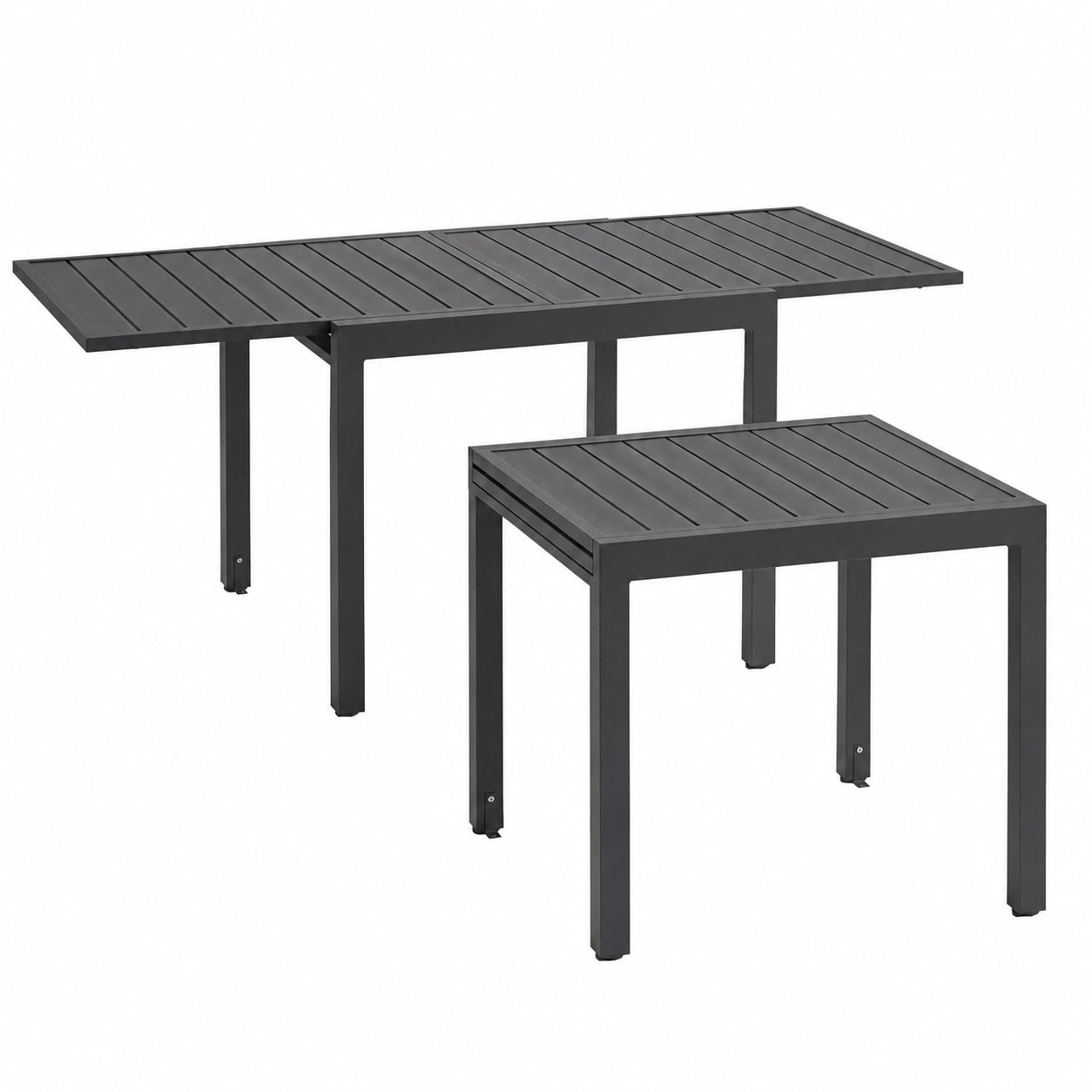 Gartentisch – für 4–6 Personen, 160 × 80 × 75 cm, ausziehbar, höhenverstellbar, UV-beständig, aus Aluminium