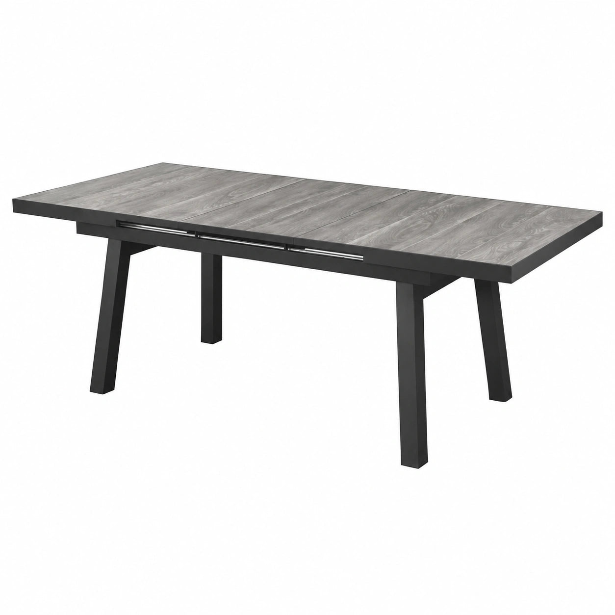Gartentisch – für 4–8 Personen, 210 × 90 × 75 cm, ausziehbar, aus Aluminium, Grau und Grün, für Garten und Terrasse