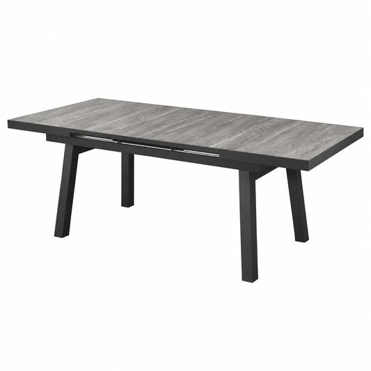 Gartentisch – für 4–8 Personen, 210 × 90 × 75 cm, ausziehbar, aus Aluminium, Grau und Grün, für Garten und Terrasse