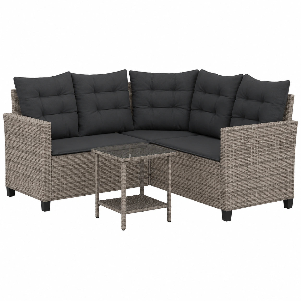 Gartensofa – aus Rattan, Grau