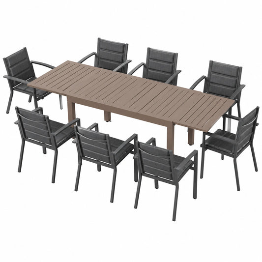 Gartenmöbel – 260 cm, stapelbar, aus Aluminium, Braun, für Balkon
