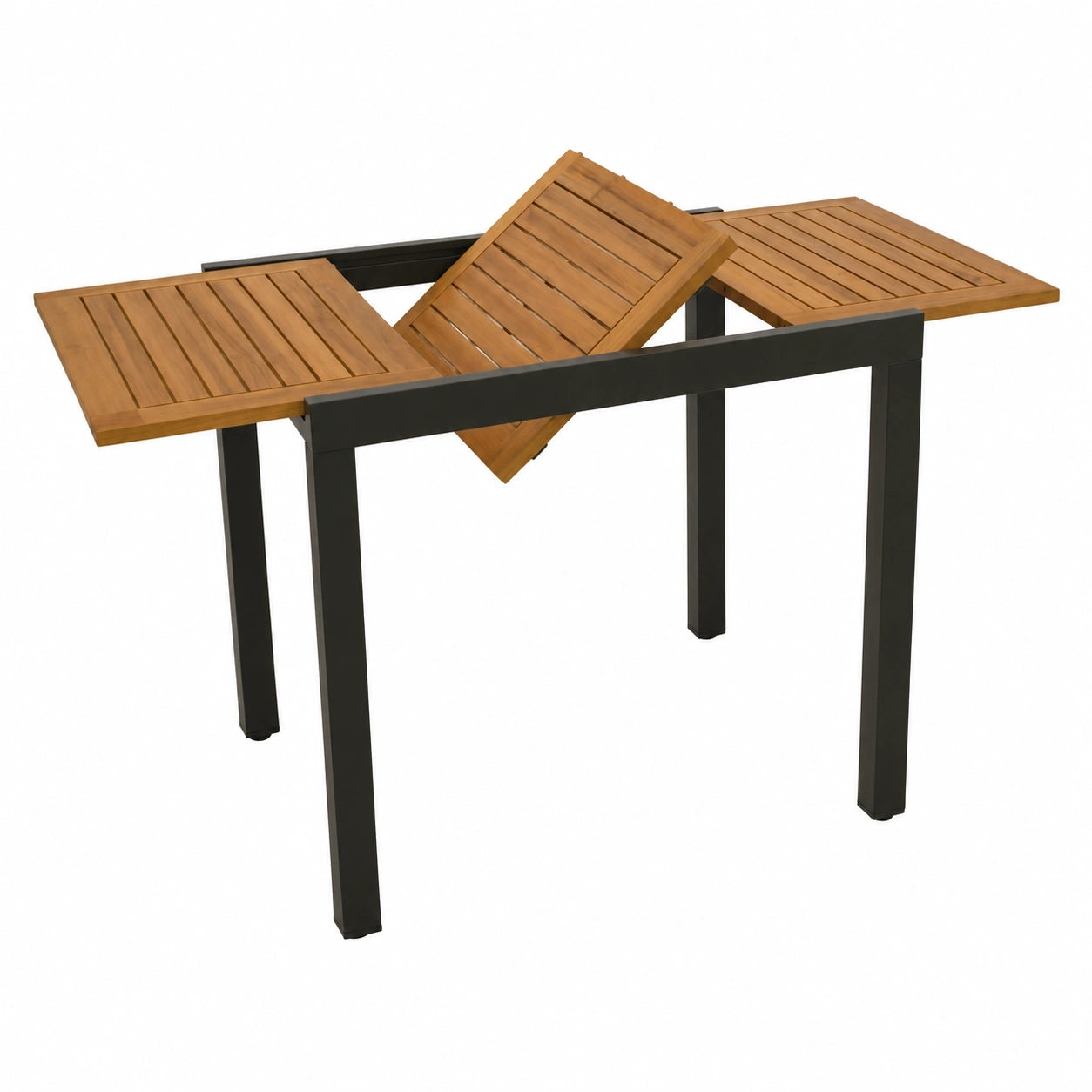 Gartentisch – 120 × 70 cm, ausziehbar, aus Akazienholz und Aluminium, Anthrazit