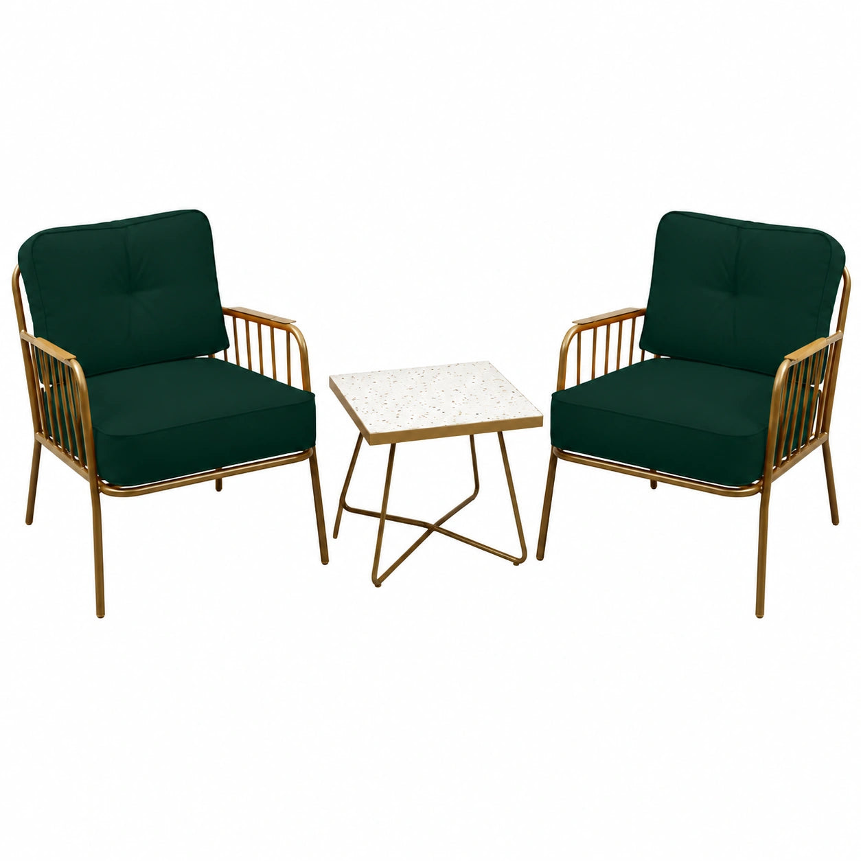 Sessel – 3-teilig, 72 × 82 × 79 cm, aus Stahl, Gold
