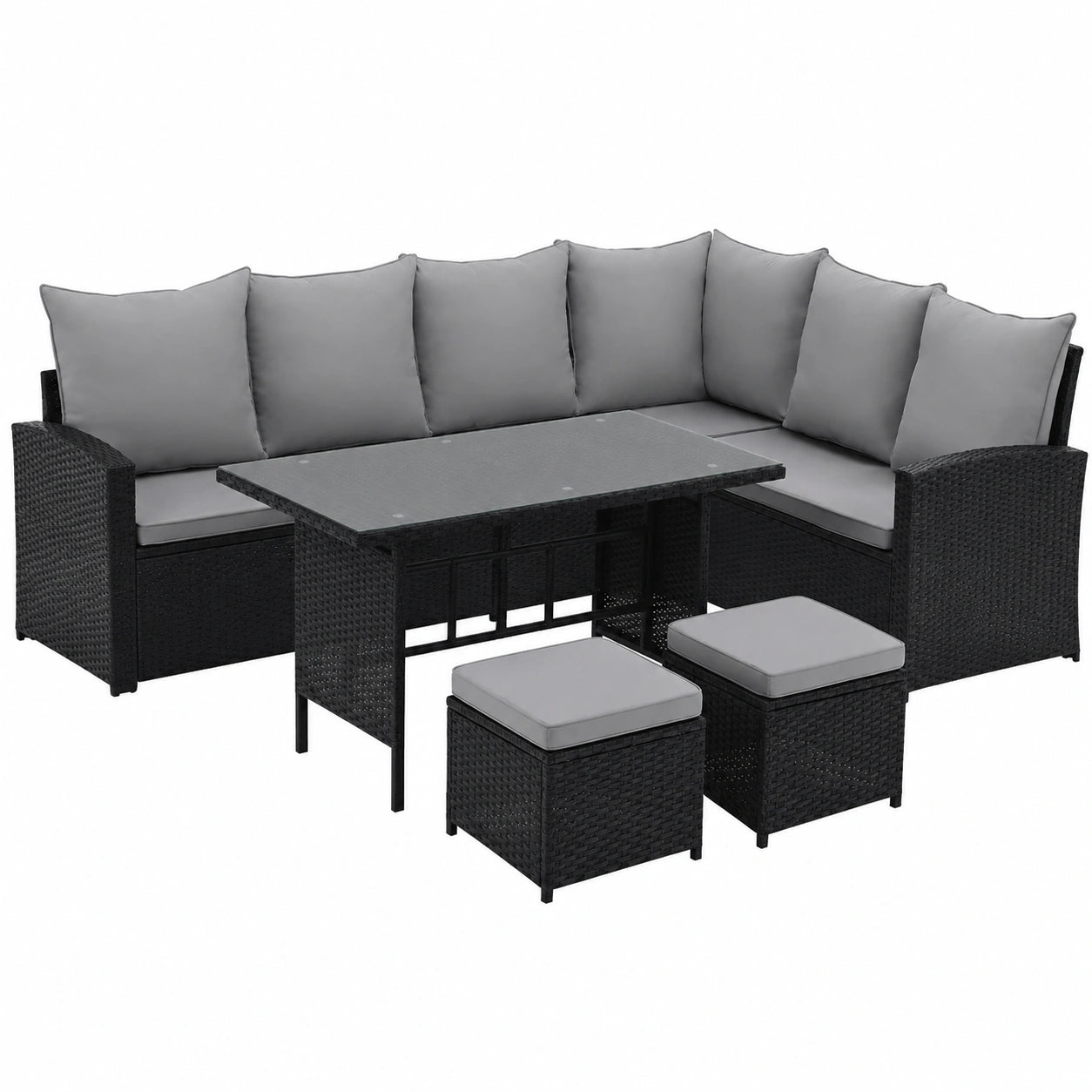 Loungeset – Schwarz, für Garten