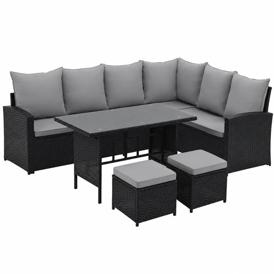 Loungeset – Schwarz, für Garten