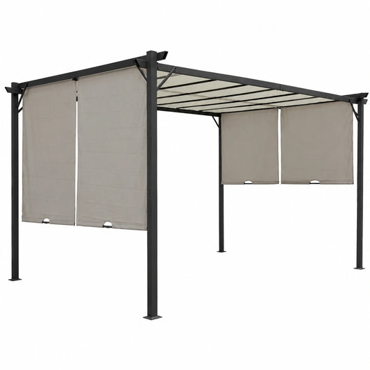Pergola – freistehend, wasserdicht, aus Stahl, Grau, für Garten und Terrasse