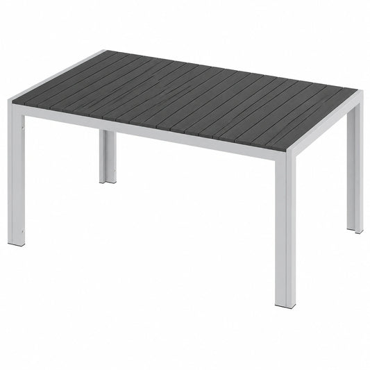 Gartentisch – für 6 Personen, 140 × 90 × 75 cm, rechteckige Form, aus Aluminium, Grau und Schwarz, für Garten, Terrasse und Balkon