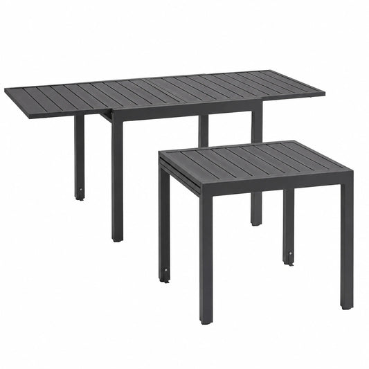 Gartentisch – für 4–6 Personen, 160 × 80 × 75 cm, ausziehbar, höhenverstellbar, UV-beständig, aus Aluminium