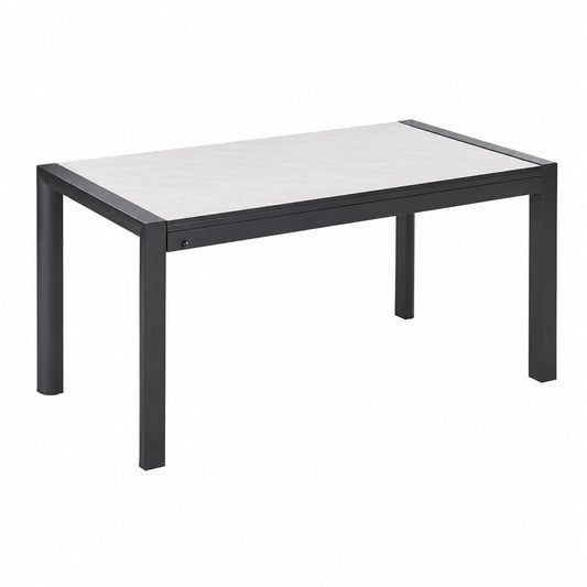 Gartentisch – 220 × 90 cm, rechteckige Form, ausziehbar, Schwarz und Beige