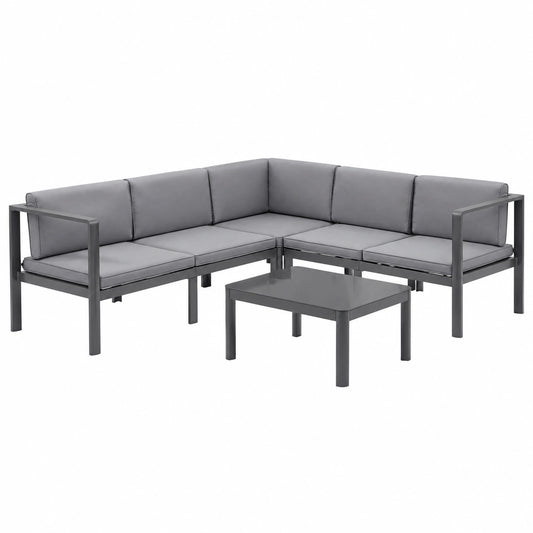 Loungeset – für 5–6 Personen, aus Aluminium, für Terrasse