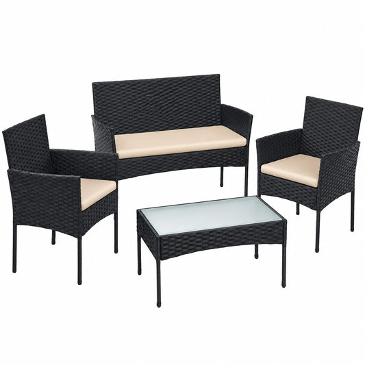Balkonmöbel – Schwarz und Taupe, für Garten, Terrasse und Balkon