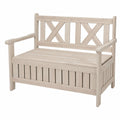 Gartenbank – 2-Sitzer, mit Stauraum, aus Massivholz und Holz, Grau und Beige, für Garten