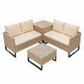 Beistelltisch – aus Rattan, Creme