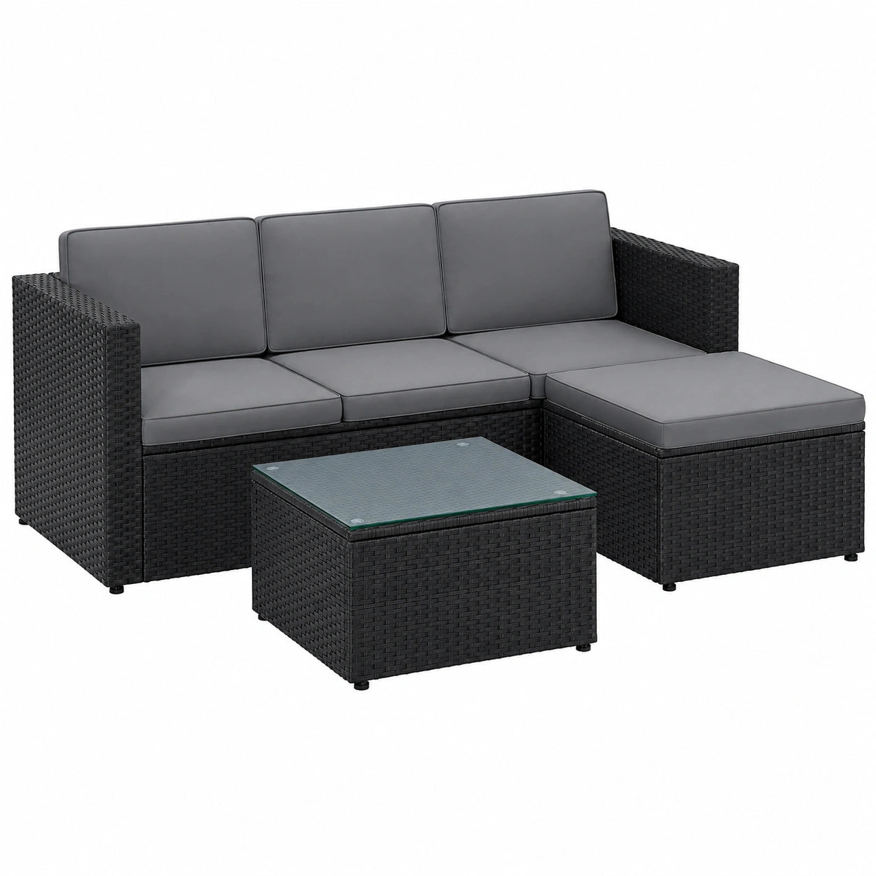 Gartenmöbel – aus Rattan, Grau und Schwarz