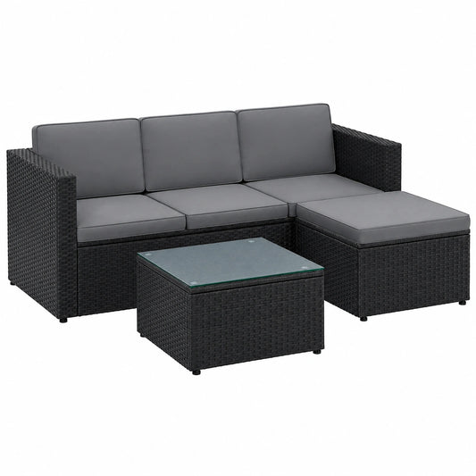 Gartenmöbel – aus Rattan, Grau und Schwarz